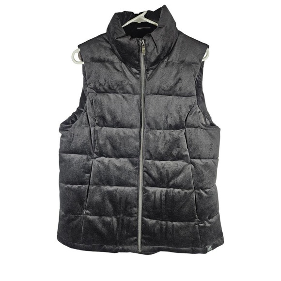 Zeroxposure Womens Velour‎ Puffer Vest Black Size Large Soft 2 Pocket - Picture 1 of 7